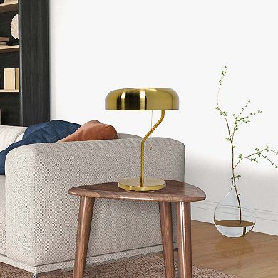 ELEMENT ACE Modern Hotel Style Table Lamp with Gold Accents for Bedroom Decor