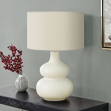 ELEMENT ACE Contemporary Ceramic Table Lamp with Linen Shade and 3-Way Switch