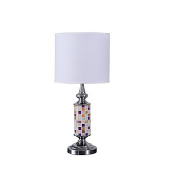 ELEMENT ACE Modern Bohemian Glass Mosaic Table Lamp with Chrome Finish