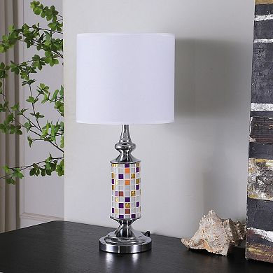ELEMENT ACE Modern Bohemian Glass Mosaic Table Lamp with Chrome Finish