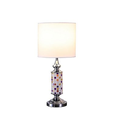 ELEMENT ACE Modern Bohemian Glass Mosaic Table Lamp with Chrome Finish