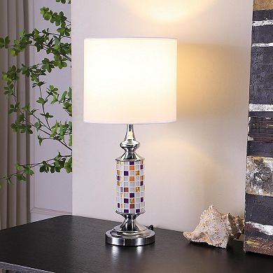 ELEMENT ACE Modern Bohemian Glass Mosaic Table Lamp with Chrome Finish