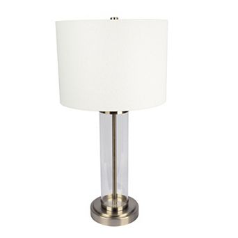 ELEMENT ACE Brushed Nickel Table Lamp with Clear Glass Body and Metal Base