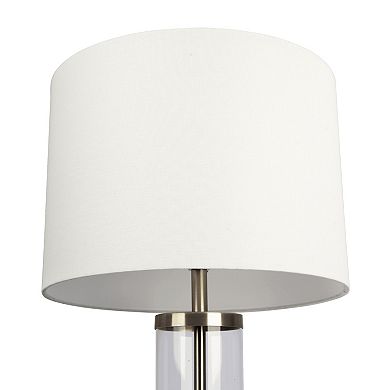 ELEMENT ACE Brushed Nickel Table Lamp with Clear Glass Body and Metal Base
