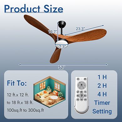 ELEMENT ACE Modern Ceiling Fan with Integrated Light and Remote Control for Indoor Use