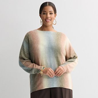 Plus Size Apt. 9® Dolman Long Sleeve Boatneck Sweater