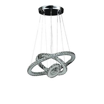 ELEMENT ACE Adjustable Height Triple Hoop Modern Crystal LED Remote Dimmer Chandelier