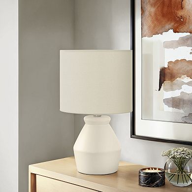 ELEMENT ACE Modern Ceramic Table Lamp with Linen Drum Shade