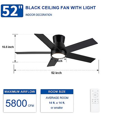 ELEMENT ACE 52 Inch Low Profile Ceiling Fan with Integrated Light Fixture