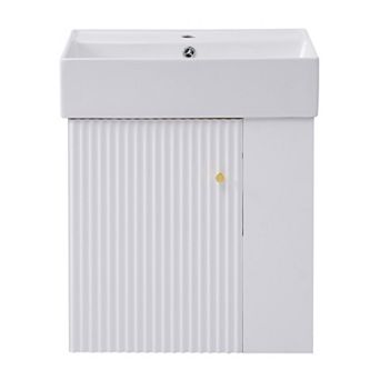 ELEMENT ACE Modern Floating Bathroom Vanity with Ceramic Basin and Side Storage