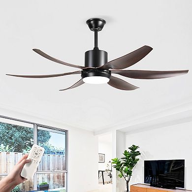 ELEMENT ACE Modern 6-Blade Ceiling Fan with Integrated LED Light and Remote Control