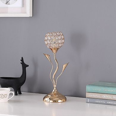 ELEMENT ACE Modern Floral Bell Glam Metal Table Lamp with Acrylic Bead Shade