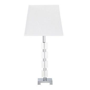 ELEMENT ACE Glam Crystal Cube Ice Table Lamp with Polished Silver Metal Base