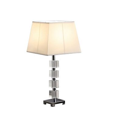 ELEMENT ACE Glam Crystal Cube Ice Table Lamp with Polished Silver Metal Base