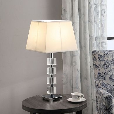 ELEMENT ACE Glam Crystal Cube Ice Table Lamp with Polished Silver Metal Base