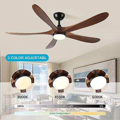ELEMENT ACE 62-Inch Solid Wood Remote Control LED Ceiling Fan for Indoor Outdoor Use