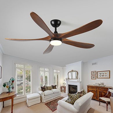 ELEMENT ACE 62-Inch Solid Wood Remote Control LED Ceiling Fan for Indoor Outdoor Use