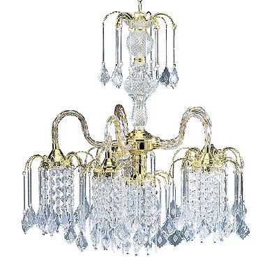 ELEMENT ACE Tall Metal Chandelier with Polished Brass Finish and Crystal Accents