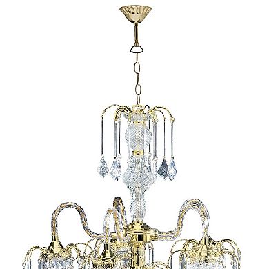 ELEMENT ACE Tall Metal Chandelier with Polished Brass Finish and Crystal Accents