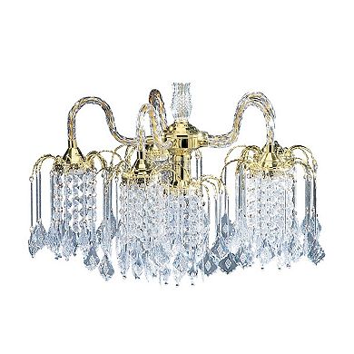 ELEMENT ACE Tall Metal Chandelier with Polished Brass Finish and Crystal Accents