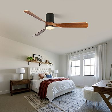 ELEMENT ACE 60-Inch Indoor Outdoor Flush Mount Ceiling Fan with Wooden Blades