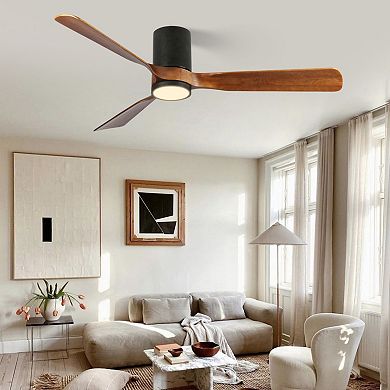 ELEMENT ACE 60-Inch Indoor Outdoor Flush Mount Ceiling Fan with Wooden Blades
