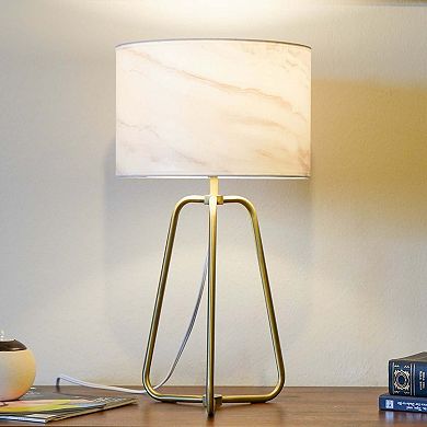ELEMENT ACE Modern Table Lamp with Marble Pattern Shade and Bronze Base