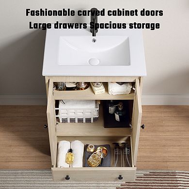 ELEMENT ACE Ready-to-Assemble Wooden Bathroom Vanity Cabinet Sink Base Without Sink 24 Inch Width