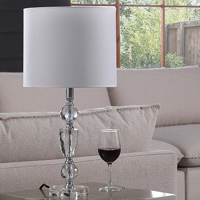 ELEMENT ACE Modern Cut-Crystal Table Lamp with Uno-Fitter Drum Shade