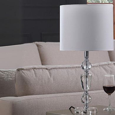 ELEMENT ACE Modern Cut-Crystal Table Lamp with Uno-Fitter Drum Shade