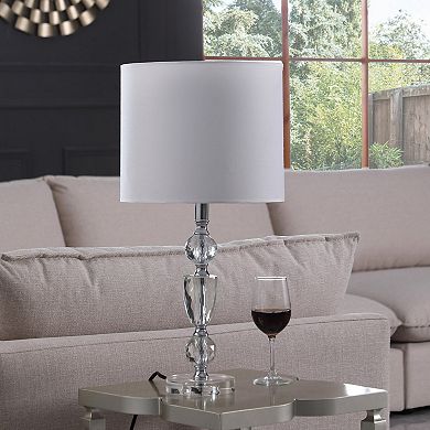 ELEMENT ACE Modern Cut-Crystal Table Lamp with Uno-Fitter Drum Shade