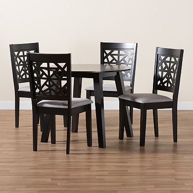 Baxton Studio Aiden 5-Piece Dining Set with Geometric Chair Design