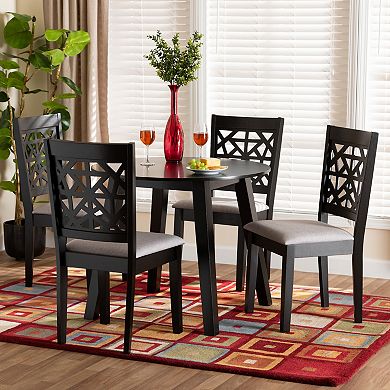 Baxton Studio Aiden 5-Piece Dining Set with Geometric Chair Design
