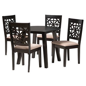 Baxton Studio Aiden 5 pc Dining Set with Geometric Chair Design