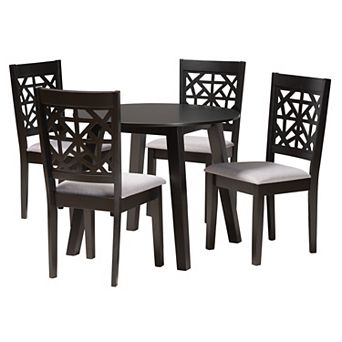 Baxton Studio Aiden 5 pc Dining Set with Geometric Chair Design