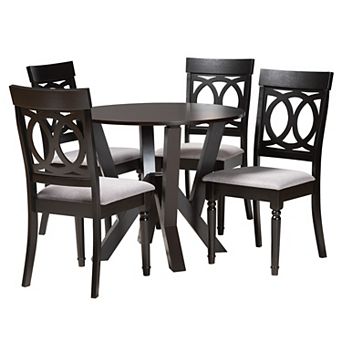 Baxton Studio Angie 5 pc Dining Set with Upholstered Chairs