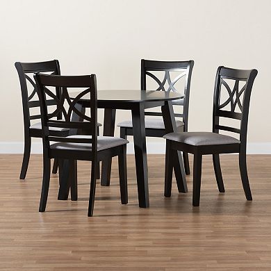 Baxton Studio Brooke 5-Piece Dining Set with Cross-Back Chairs