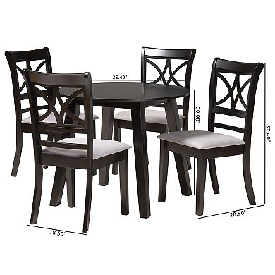 Baxton Studio Brooke 5-Piece Dining Set with Cross-Back Chairs