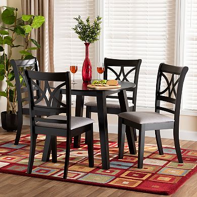 Baxton Studio Brooke 5-Piece Dining Set with Cross-Back Chairs