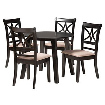 Baxton Studio Brooke 5 pc Dining Set with Cross-Back Chairs