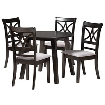 Baxton Studio Brooke 5 pc Dining Set with Cross-Back Chairs