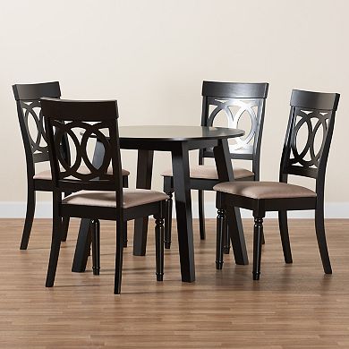 Baxton Studio Charlottle 5-Piece Dining Set with Round Table and Upholstered Chairs