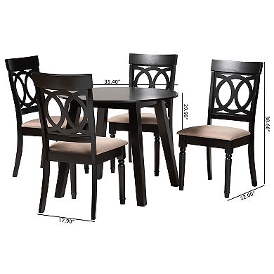 Baxton Studio Charlottle 5-Piece Dining Set with Round Table and Upholstered Chairs