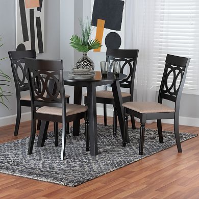 Baxton Studio Charlottle 5-Piece Dining Set with Round Table and Upholstered Chairs