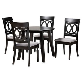 Baxton Studio Charlottle 5 pc Dining Set with Round Table and Upholstered Chairs
