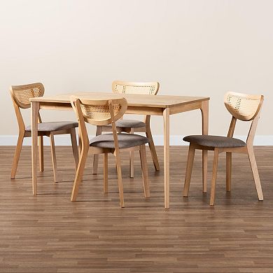 Baxton Studio Dannell 5-Piece Dining Set with Upholstered Chairs