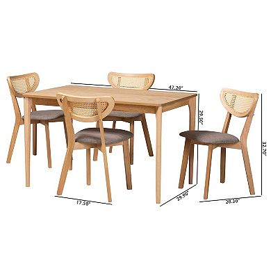 Baxton Studio Dannell 5-Piece Dining Set with Upholstered Chairs