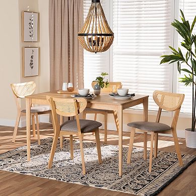 Baxton Studio Dannell 5-Piece Dining Set with Upholstered Chairs