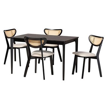 Baxton Studio Dannell 5 pc Dining Set with Upholstered Chairs