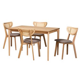 Baxton Studio Dannell 5 pc Dining Set with Upholstered Chairs